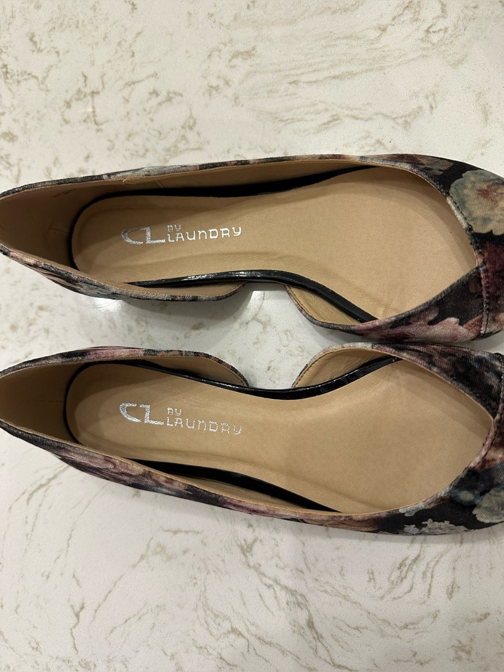 CL by Laundry Hiromi Black Floral Print Velvet D'Orsay Flats 6.5 - Picture 5 of 12